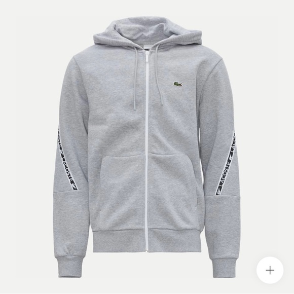 LACOSTE MEN'S CLASSIC FIT BRANDED STRIPES ZIP-UP HOODIE - GRAY - SMALL - Picture 3 of 11
